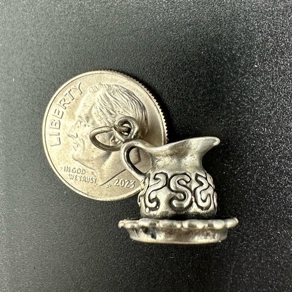 Vintage Sterling Silver Pitcher and Saucer Charm or Pendant - Picture 4 of 4